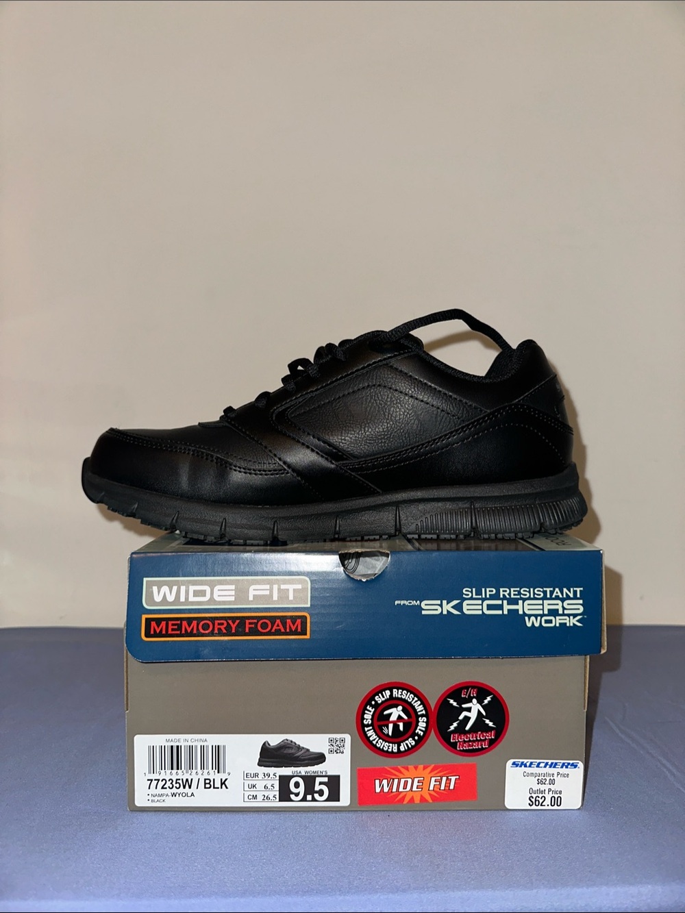 Skechers Women’s Black Lace-Up Work Oxford with Cushioned Sole